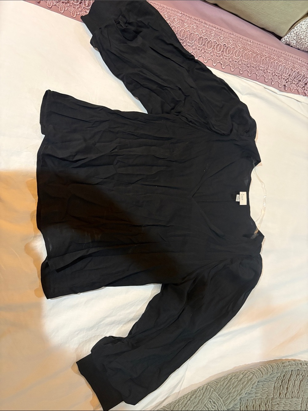 a new day Black Puff-Sleeve Blouse
